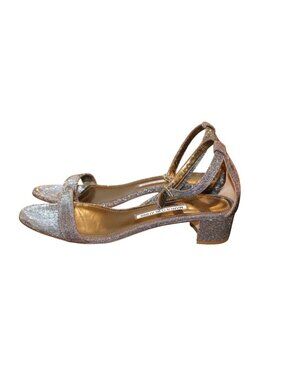 Manolo Blahnik Glitter Block Heel Sandals Size 40/US 9
